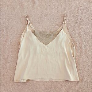 Elegant Cream Lace Trim Women's Top